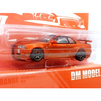Nissan Skyline GT-R R34 orange - skala 1:64 - DM Model